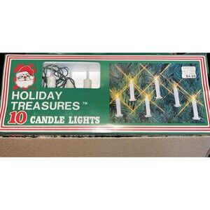 Holiday treasures ~ Vintage Christmas Tree Lights Candle Clip On 10 Light String
